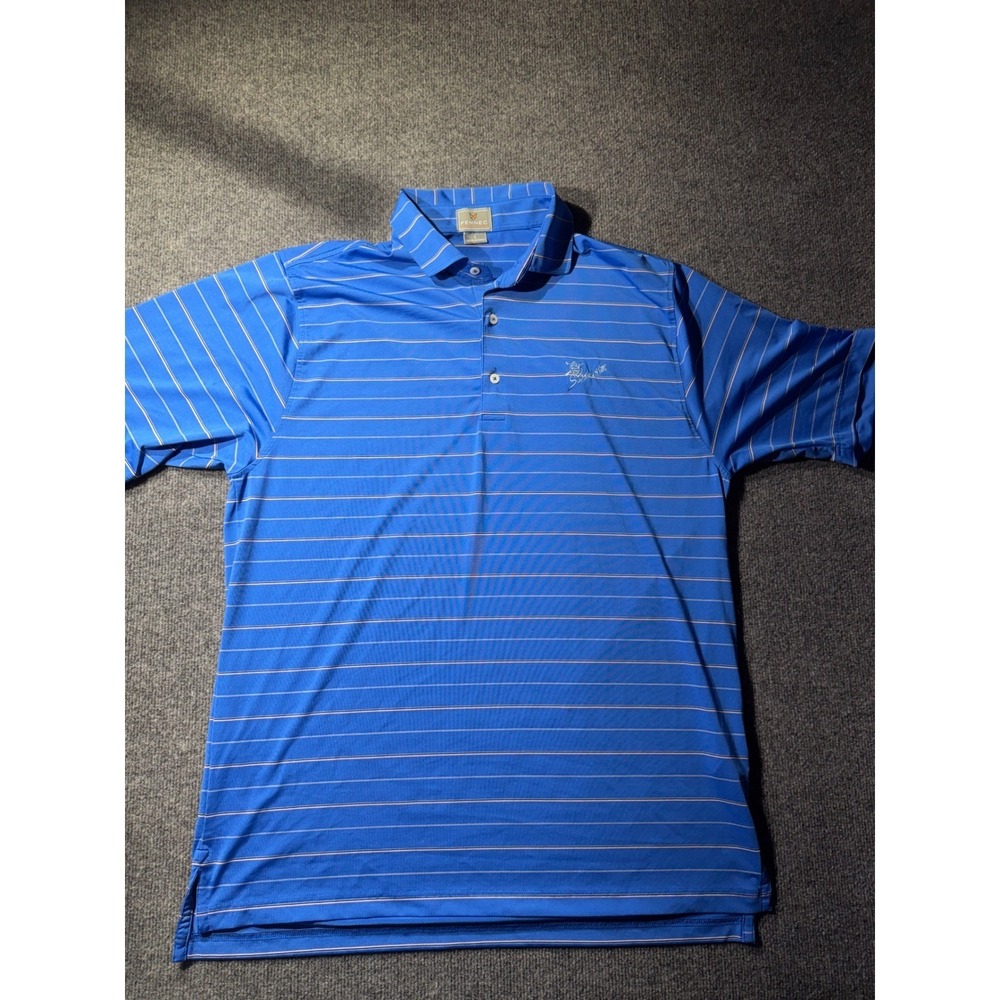 Fennec Mens Blue Striped Southern Hills First Tee Tulsa Golf Polo Shirt Large